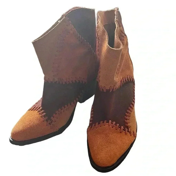 Musse & Cloud NWOB Women's Jaeda Patchwork Suede Ankle Cowboy Bootie Size‎ 6 - Picture 7 of 10